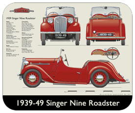 Singer Nine Roadster 1939-49 Place Mat, Small